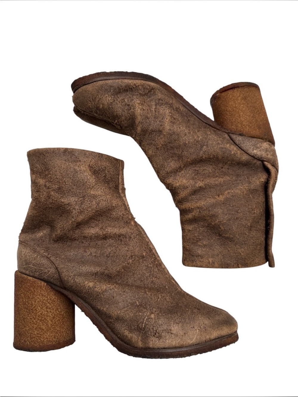 Maison Martin Margiela vintage Brown Split-Toe tabi Suede Boots. Rare ! - Picture 2 of 16